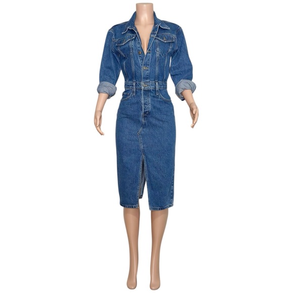 FAVORITE DAUGHTER City Denim Dress, Denim Blue, 24” - Picture 7 of 16